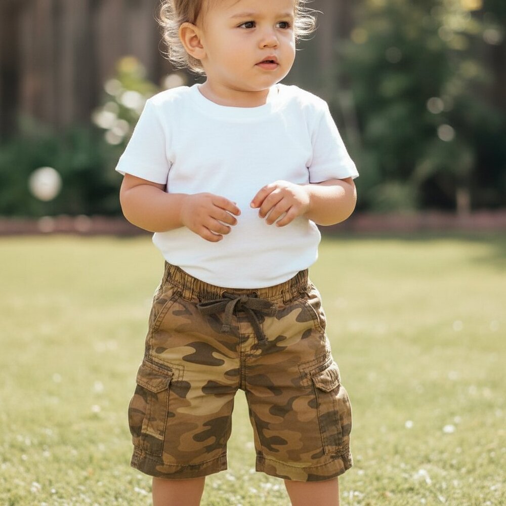 CARTERS Camo Long Board Cargo Shorts Boys 24m 2T Toddler Camoflauge